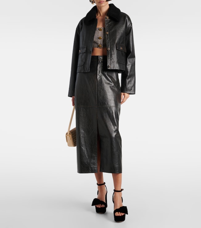 self-portrait Leather pencil skirt