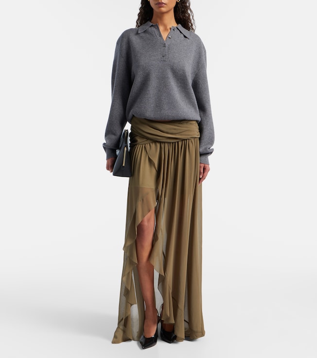 Jacques Wei Asymmetric draped maxi skirt