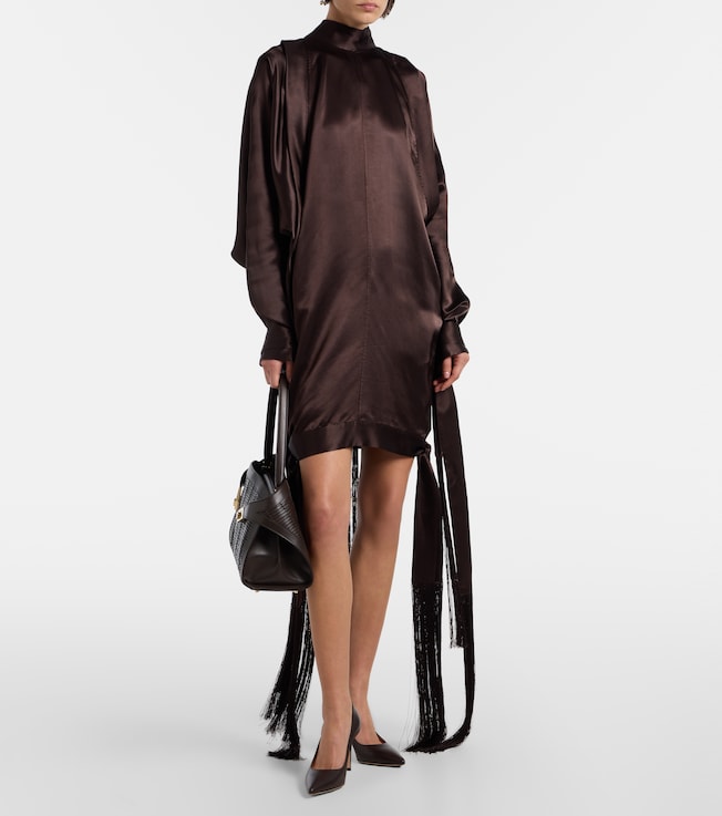 Ferragamo Fringed satin minidress