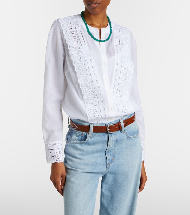 Veronica Beard Clermont broderie anglaise cotton-blend shirt