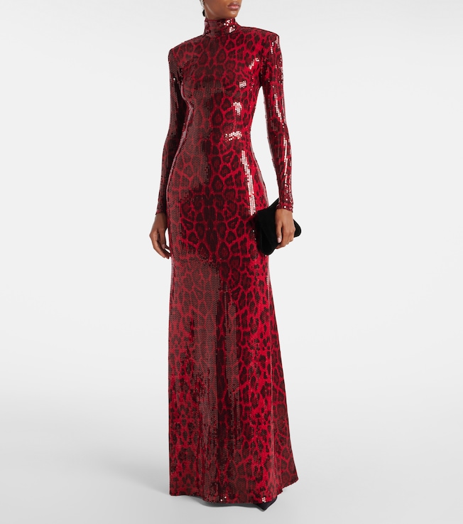 The New Arrivals Ilkyaz Ozel Sequined leopard-print open-back gown