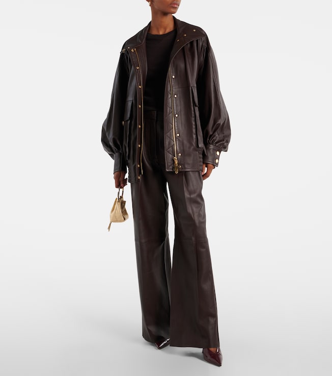 Zimmermann Illustration leather wide-leg pants