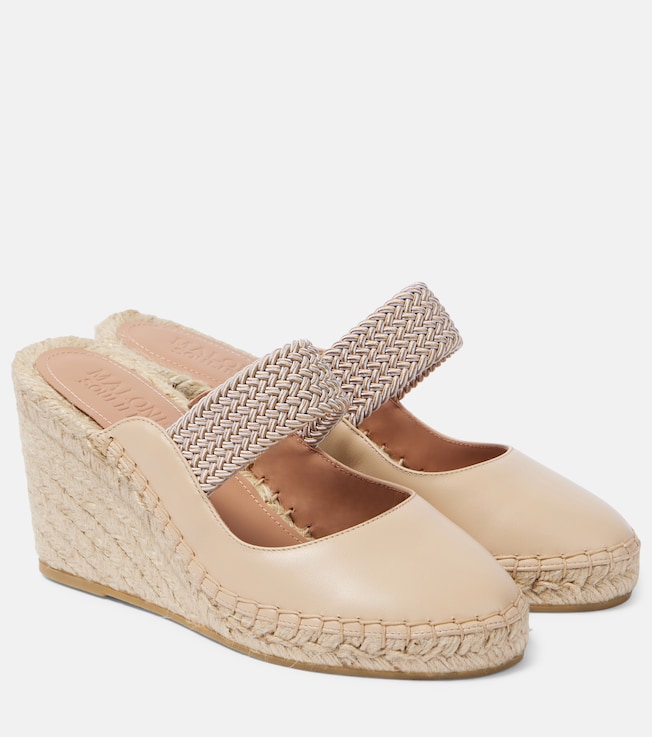 Malone Souliers Siena 70 leather espadrille wedges