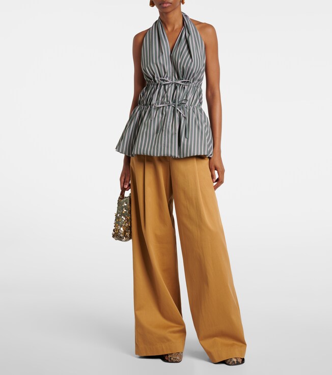 Dries Van Noten Striped halterneck cotton top