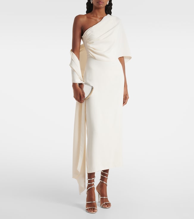 MARMAR HALIM Caped one-shoulder silk crêpe cocktail dress