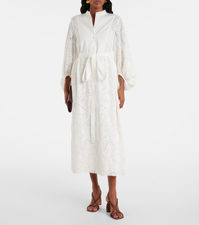 Erdem Embroidered cotton lace midi dress