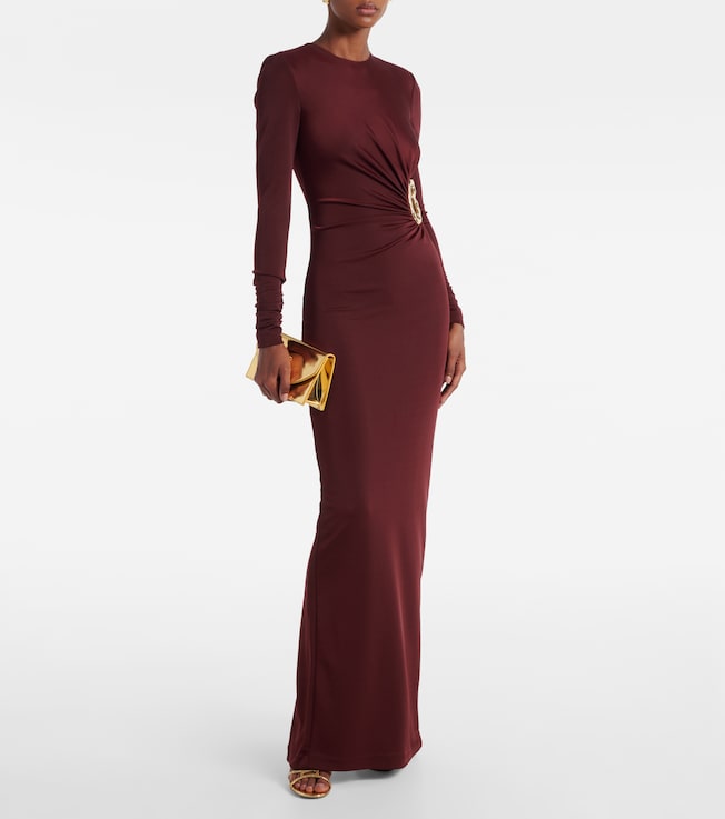 Rebecca Vallance Mischa embellished gathered jersey gown