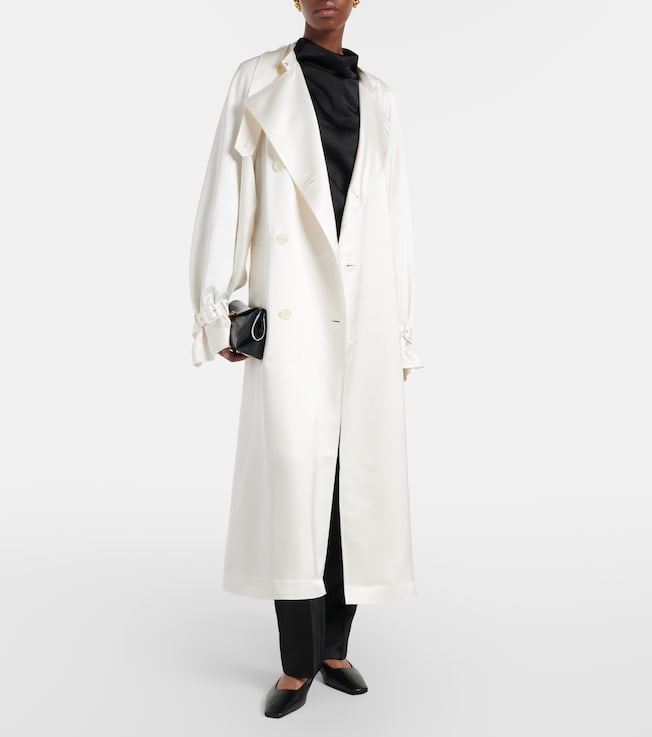 TOTEME Belted double-breasted satin trench coat