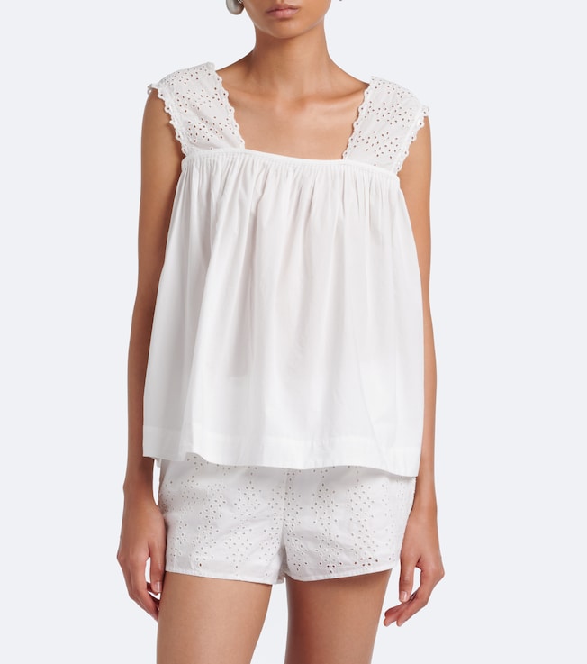 POSSE Harriet embroidered cotton poplin top