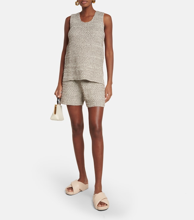 Jil Sander Open-knit cotton-blend shorts