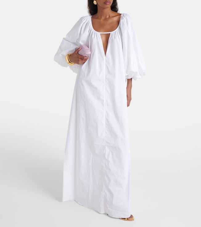 Adriana Degreas Puff-sleeve cotton maxi dress