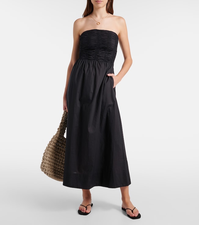 Faithfull Dominquez strapless cotton midi dress