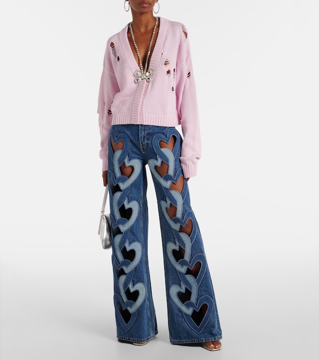 Area Embellished cotton and cashmere cardigan