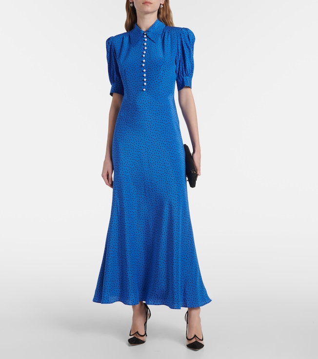 Alessandra Rich Polka-dot silk maxi dress