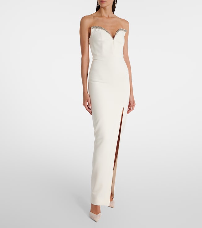 Roland Mouret Embellished strapless crêpe gown
