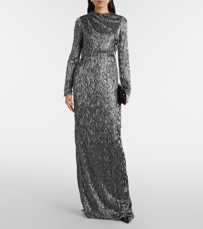 Erdem Sequined draped maxi dress