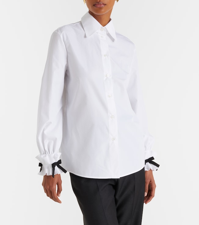 Valentino Garavani Valentino Garavani Bow-detail cotton-blend poplin shirt