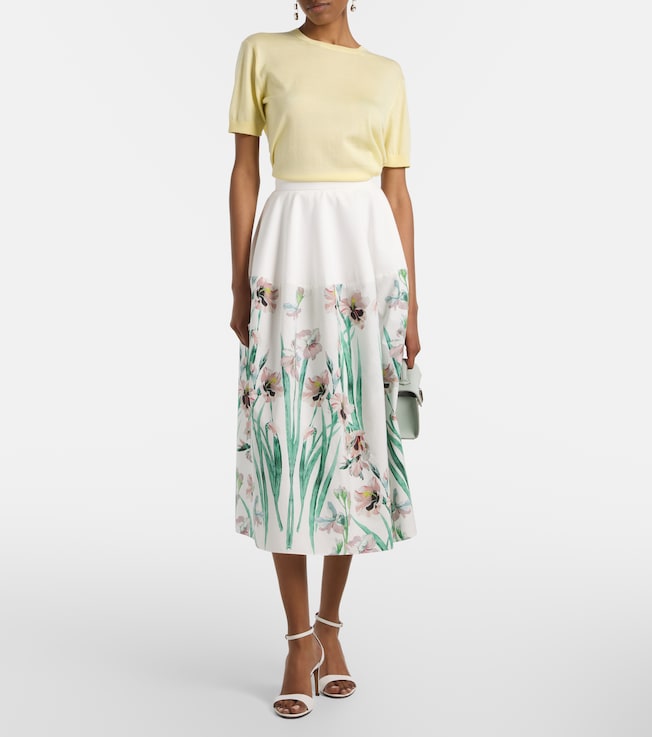 Erdem Floral cotton midi skirt