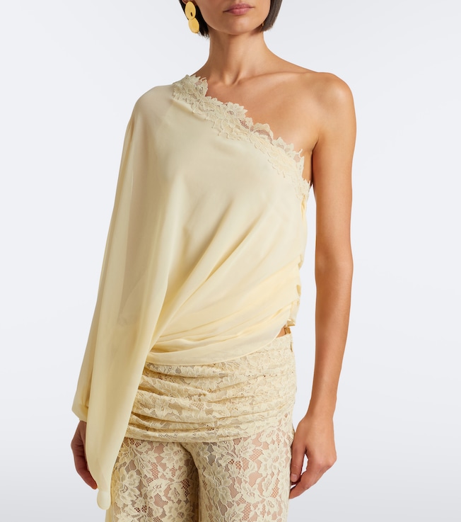 DE LA VALI Elia one-shoulder georgette top