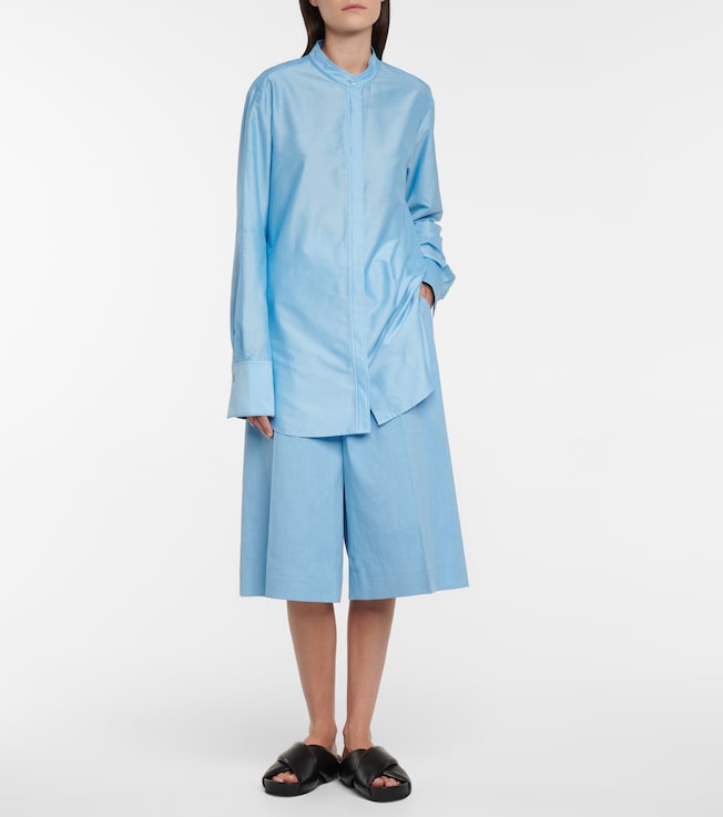 JOSEPH Tan linen and cotton Bermuda shorts