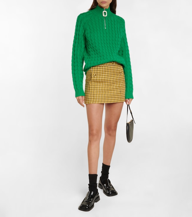 Plan C Houndstooth checked wool miniskirt