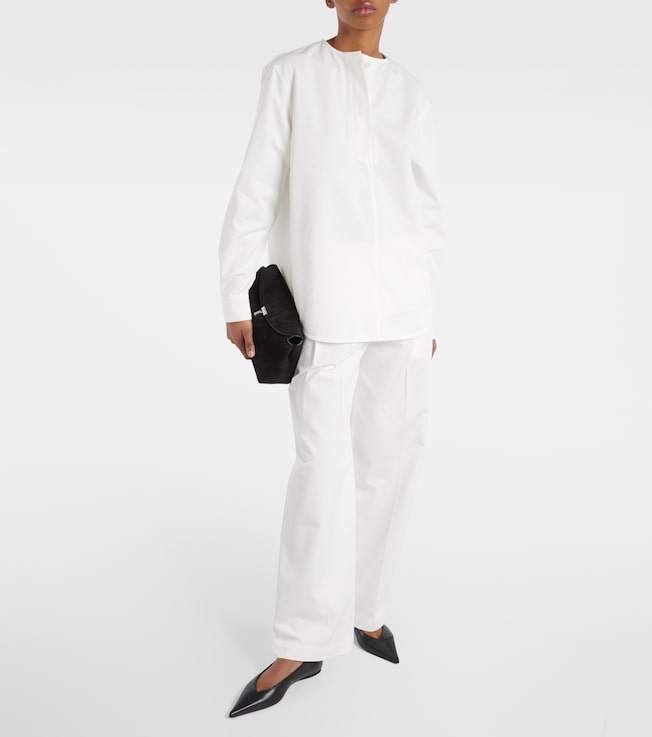 TOTEME High-rise cotton twill wide-leg pants