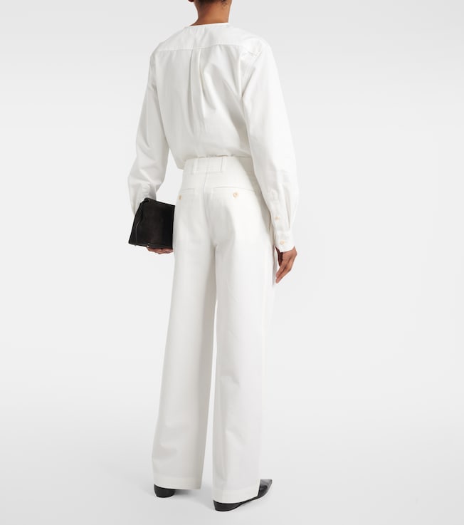 TOTEME Toteme High-rise cotton twill wide-leg pants