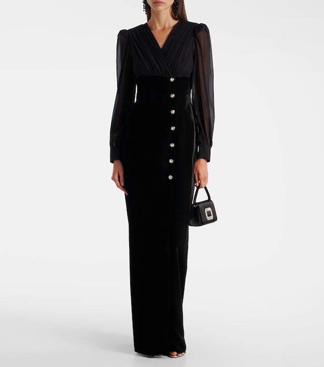 Alessandra Rich Velvet and georgette gown
