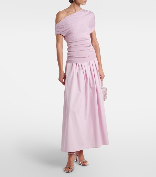 self-portrait Asymmetric draped midi dress