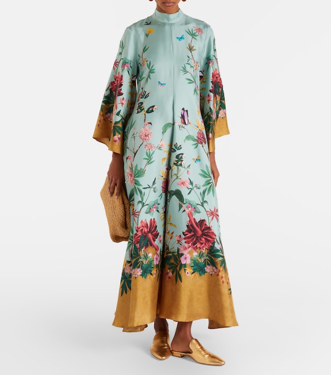 La DoubleJ Magnifico floral silk twill maxi dress