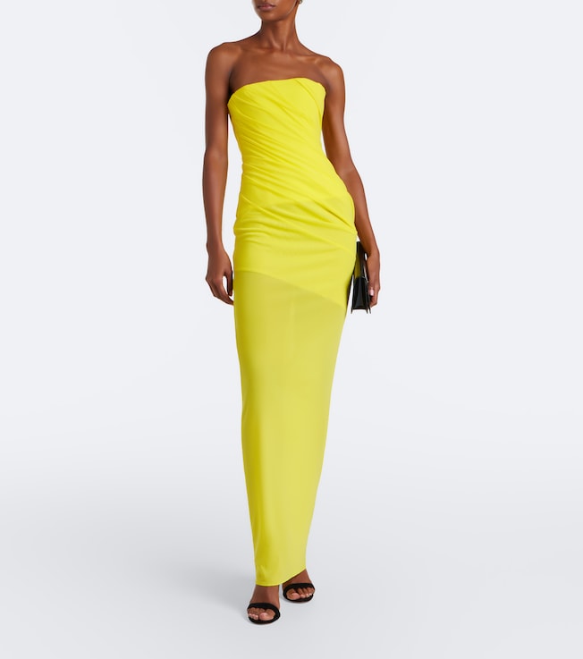 Alex Perry Ruched mesh bustier gown