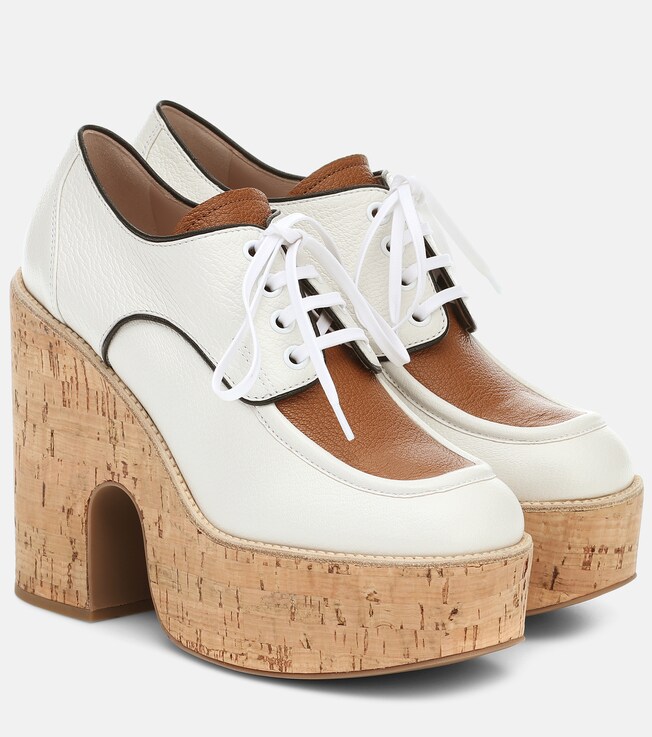 Miu Miu Leather and cork platforms