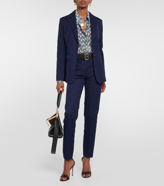 Etro High-rise cotton slim pants