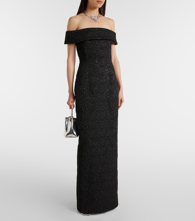Emilia Wickstead Sima off-shoulder seersucker cloqué gown