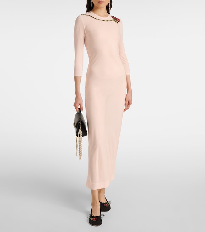Simone Rocha Embellished mesh midi dress