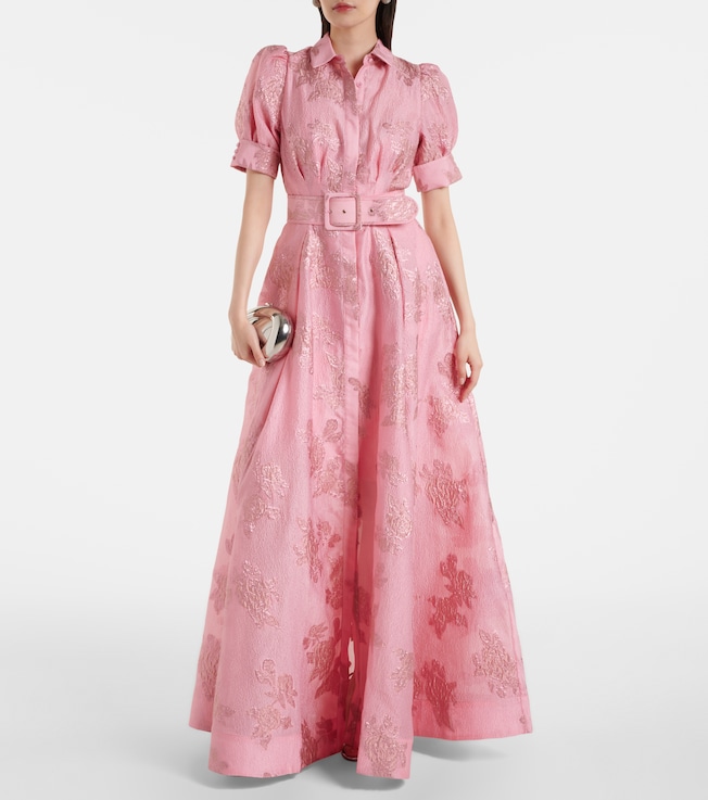 Rebecca Vallance Benette belted brocade shirt dress
