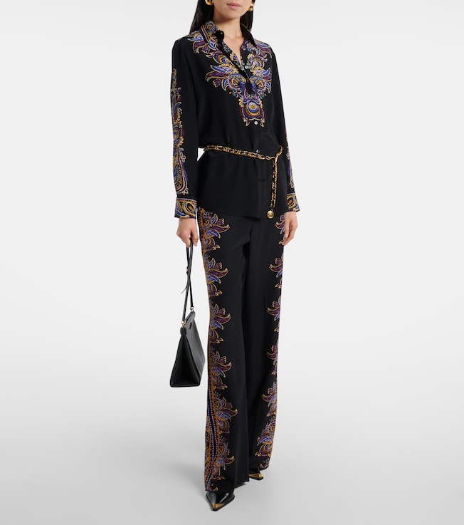Etro Paisley silk wide-leg pants