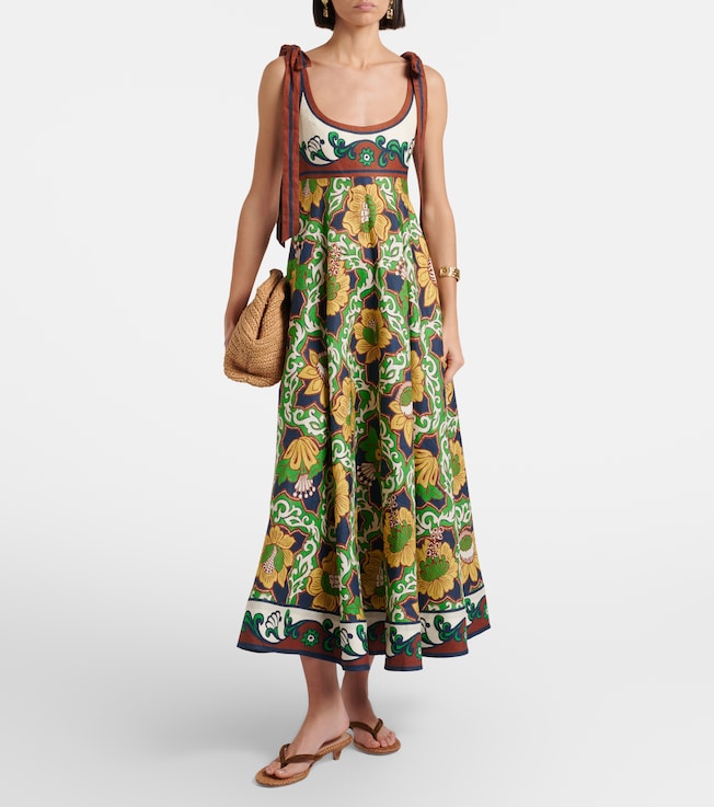 Alémais Liana Ballet printed linen midi dress