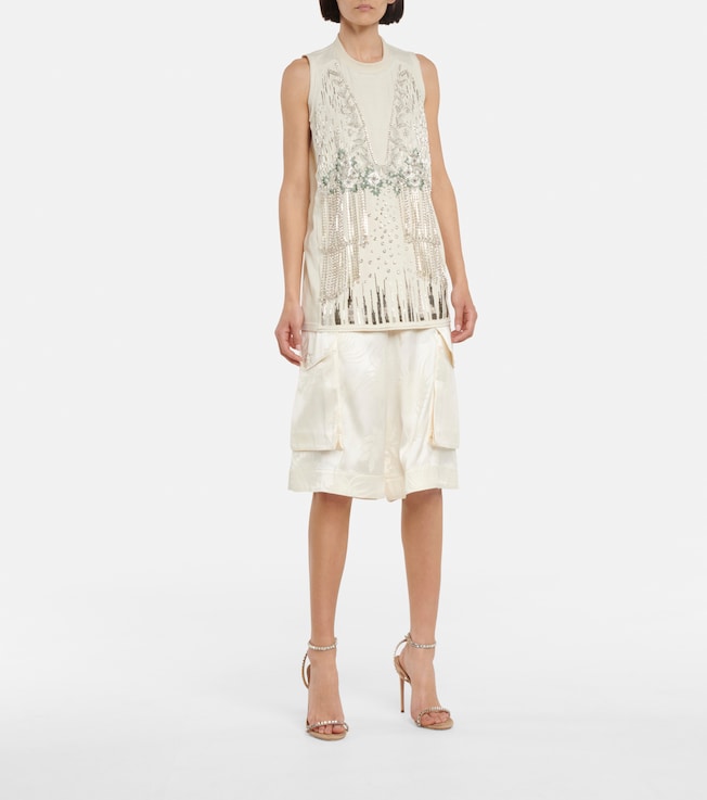 Jw Anderson Embellished cotton and silk tank top