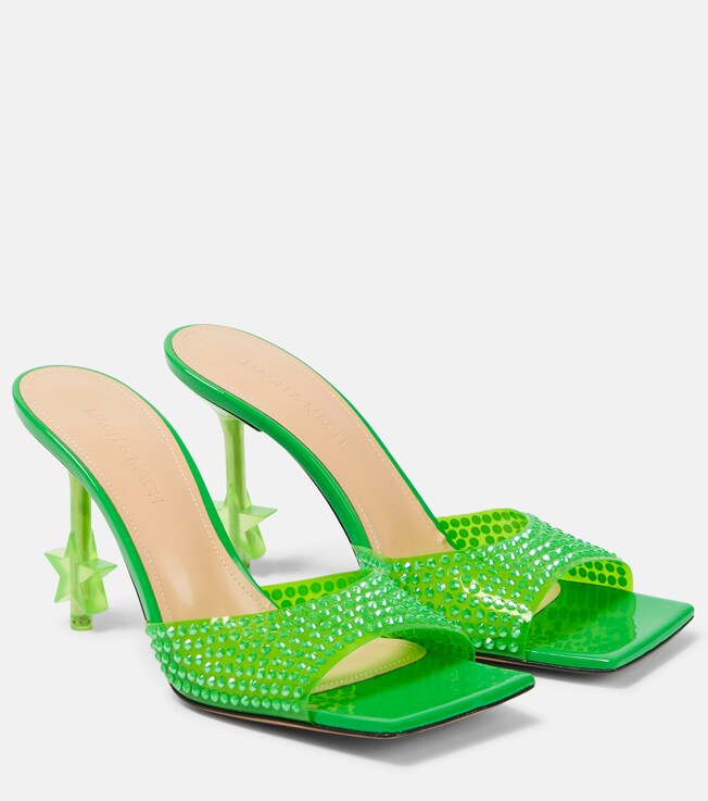 MACH & MACH Star crystal-embellished PVC mules