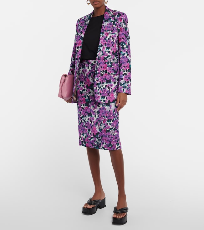 Dries Van Noten Floral croc-effect midi skirt