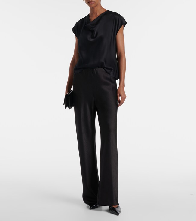 Vince High-rise satin straight pants