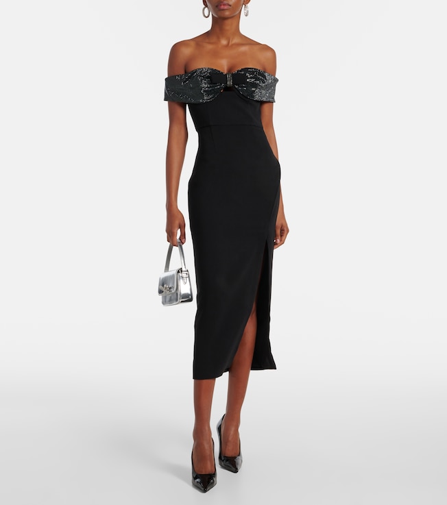 self-portrait Strapless embellished midi dress