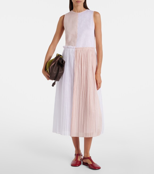 Jil Sander Pleated cotton organza muslin midi dress