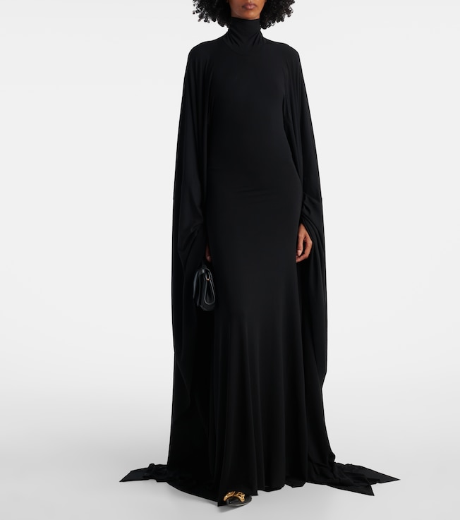 Balenciaga Caped turtleneck jersey gown