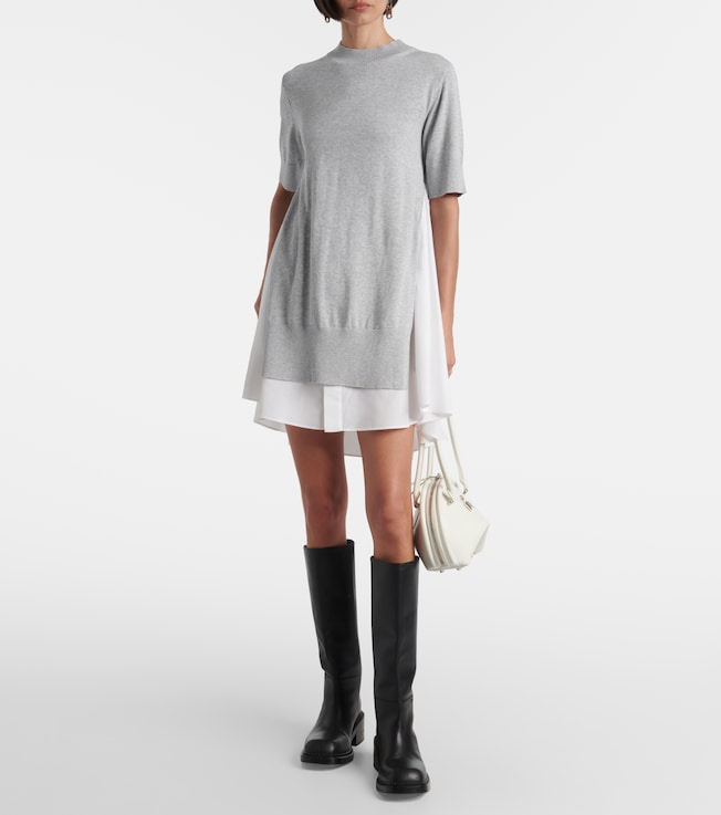 Sacai Layered cotton minidress