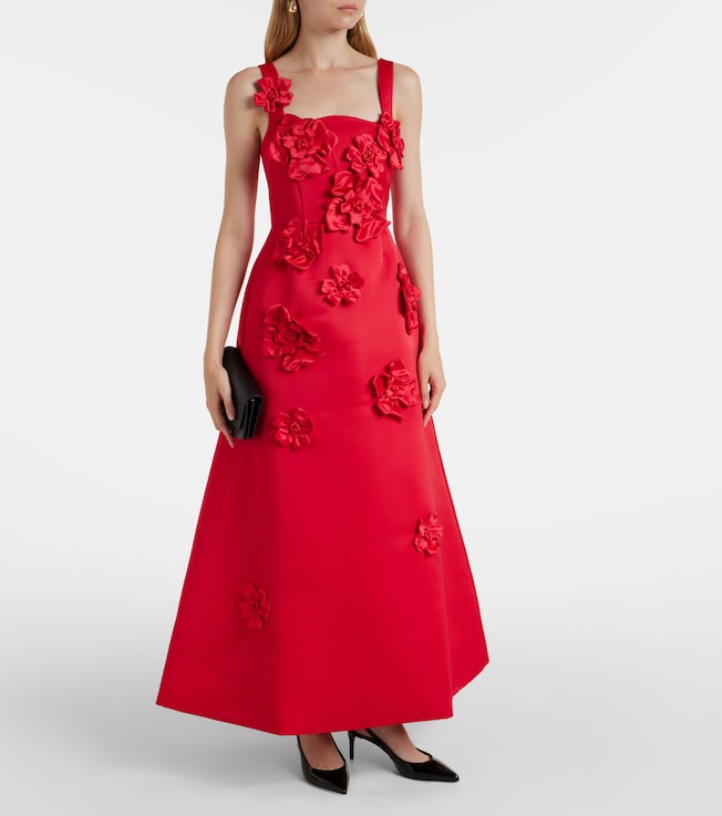 LEO LIN Rianne floral-appliqué maxi dress