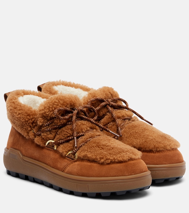 BOGNER Chamonix shearling-trimmed suede ankle boots