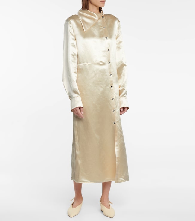 Jil Sander Asymmetric satin midi dress