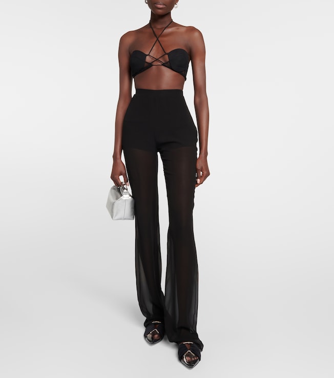 Nensi Dojaka Tulle-trimmed wool bustier